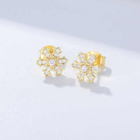 Orecchini a Lobo Fiocco di Neve in Argento Sterling 925 per Donna Semplici Zirconia Oro Argento Gioielli Orecchio Fiore Regalo