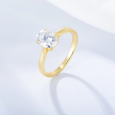 Anello in Argento Sterling 925 Zirconia Ovale Elegante Matrimonio Fidanzamento Per Donna Placcato Oro Argento Classico Gioielli