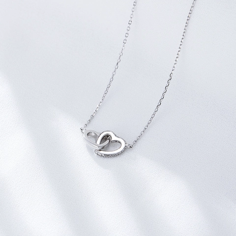 925 Sterlingsilber Ineinandergreifende Herzen Anhänger Halskette Für Damen Minimalistisch Strass Eingelegt Schlüsselbein Kette Schmuck Geschenk