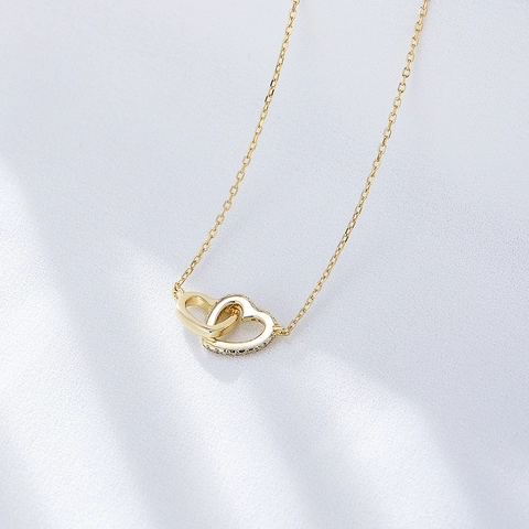 925 Sterlingsilber Ineinandergreifende Herzen Anhänger Halskette Für Damen Minimalistisch Strass Eingelegt Schlüsselbein Kette Schmuck Geschenk
