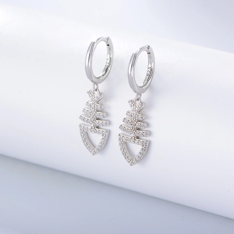 Orecchini a Cerchio in Argento Sterling S925 Lisca di Pesce per Donna Personalizzati con Strass Incrostati Oro Argento Orecchini Pendenti