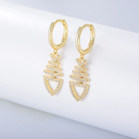 Orecchini a Cerchio in Argento Sterling S925 Lisca di Pesce per Donna Personalizzati con Strass Incrostati Oro Argento Orecchini Pendenti