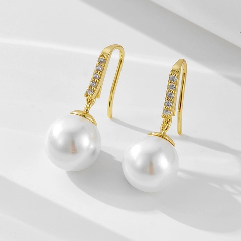 Orecchini a Goccia con Perle in Argento Sterling 925 per Donna Eleganti Orecchini a Gancio con Intarsi in Strass Gioielli con Perle Artificiali