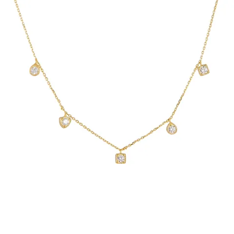 925 Sterling Zilver Geometrische Zirconia Hanger Ketting Voor Vrouwen Minimalistische Sleutelbeenhanger Goud Zilveren Sieraden