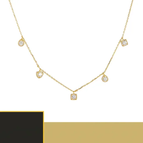 Collar con Colgante de Circonia Geométrica de Plata de Ley 925 para Mujer Cadena de Clavícula Minimalista Joyería Oro Plata