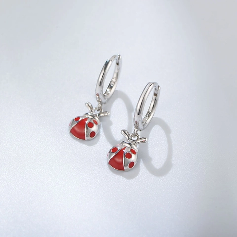 925 Sterlingsilber Marienkäfer Ohrstecker Für Damen Süße Emaille Insekt Tier Ohrringe Mode Schmuck Geschenk Zubehör
