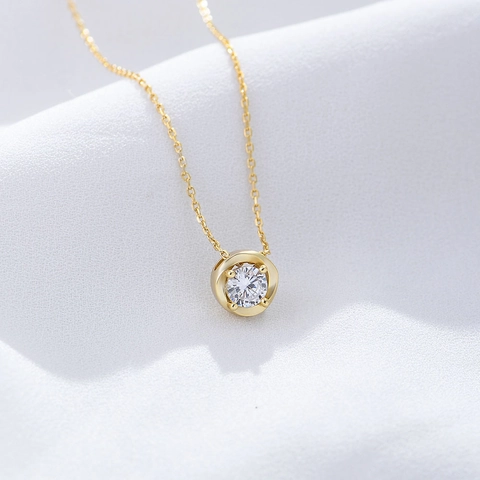 Collier Pendentif Rond Creux en Argent Sterling 925 pour Femme Chaîne de Clavicule Minimaliste Exquise Bijoux Cadeau
