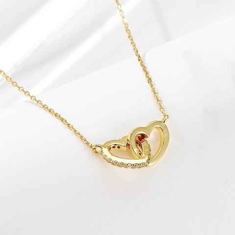 Collana con Pendente a Cuori Intrecciati in Argento Sterling 925 per Donna Elegante Catena con Strass Gioielli Accessori Regalo