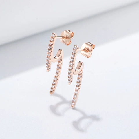 S925 Sterlingsilber Geometrische Blitz Ohrstecker Für Damen Minimalistische Zirkonia Eingelegte Gold Silber Roségold Ohrringe