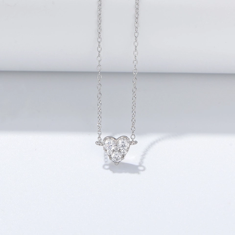 Elegante Herz-Anhänger-Halskette Aus 925 Sterlingsilber Exquisite Mit Strass Eingelegte Gold Silber Halskette Für Damen Modeschmuck
