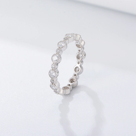 Anello in Argento Sterling 925 Geometrico Tondo Zirconia per Donna Gioielli Zirconia Pavimentata Moda Pendolare Regalo Oro Argento Anello