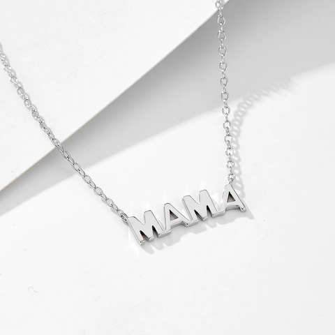 925 Sterling Silver Mama Letter Pendant Necklace 14K Gold Plated Minimalist Clavicle Chain For Women Mother Day Jewelry Gift