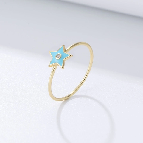 925 Sterlingsilber Stern Ring Für Damen Emaille Pentagramm Strass Eingelegt Verstellbarer Mode Ring Ins Stil Schmuck Geschenk
