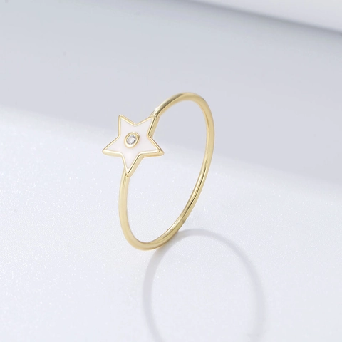 925 Sterlingsilber Stern Ring Für Damen Emaille Pentagramm Strass Eingelegt Verstellbarer Mode Ring Ins Stil Schmuck Geschenk