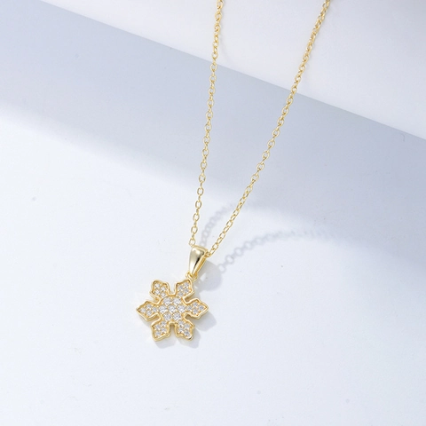 925 Sterling Zilver Sneeuwvlok Hanger Halsketting Voor Vrouwen Zirkonia Ingelegde Goud Zilver Verguld Mode Sieraden