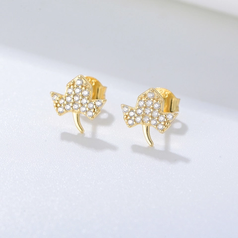 925 Sterling Zilver Blad Oorknopjes Pave Strass Minimalistisch Ontwerp Sieraden Goud Zilver Verguld Voor Vrouwen Cadeau