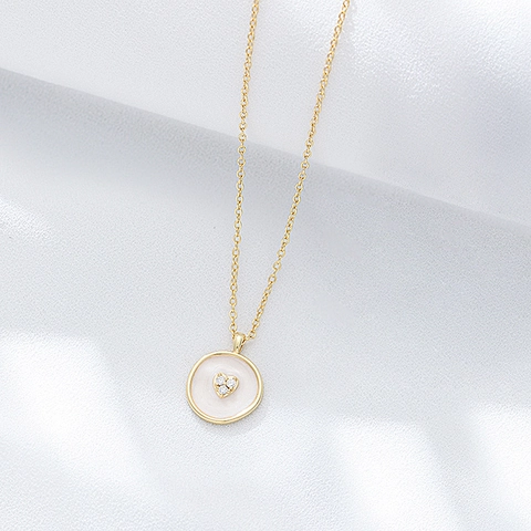 925 Sterlingsilber Unregelmäßig Rund Zirkonia Anhänger Halskette Damen Minimalistisch Herz Emaille Schlüsselbeinkette Schmuck