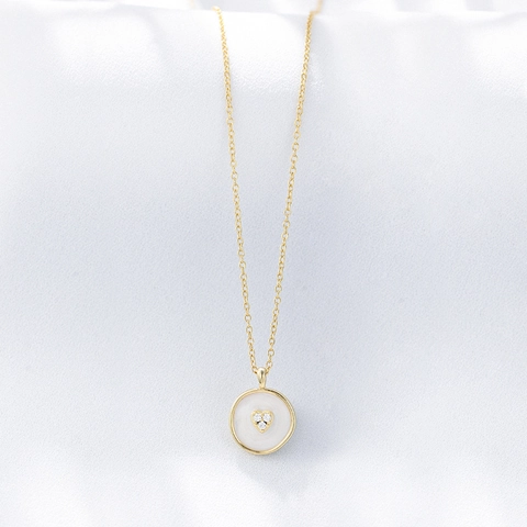 925 Sterlingsilber Unregelmäßig Rund Zirkonia Anhänger Halskette Damen Minimalistisch Herz Emaille Schlüsselbeinkette Schmuck
