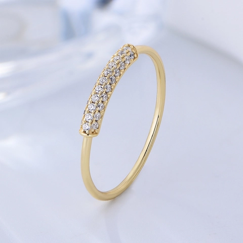 Anello a Barra in Argento Sterling 925 da Donna Minimalista Micro Zirconia Geometrico Moda Pendolare Gioielli Anello
