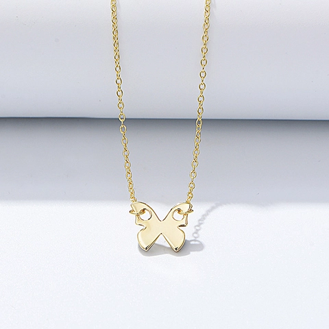 S925 Sterling Zilveren Vlinder Hanger Ketting Voor Vrouwen Minimalistisch Gepolijst Goud Zilver Vergulde Sleutelbeen Ketting