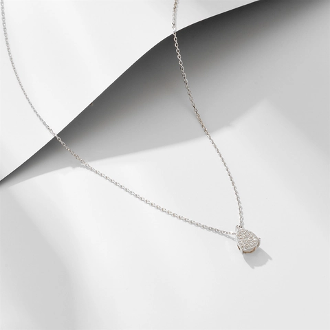 Collar con Colgante de Gota de Agua de Plata de Ley 925 Minimalista con Strass Incrustado Cadena de Clavícula para Joyería de Mujer Regalo de Fiesta