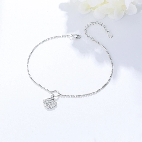 Boho 925 Sterlingsilber Muschel Anhänger Fußkettchen Für Damen Sommer Strand Strass Verstellbar Mode Fußschmuck Geschenk