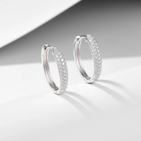 925 Sterling Zilveren Strass Oorringen voor Dames Minimalistische Geometrische Huggie Oorbellen Luxe Mode Sieraden
