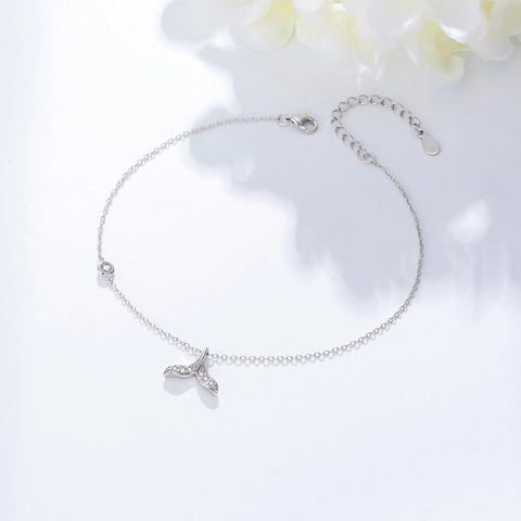 Cavigliera Coda di Sirena in Argento Sterling 925 per Donna Coda di Pesce Placcata Oro Argento Strass Gioielli Estivi