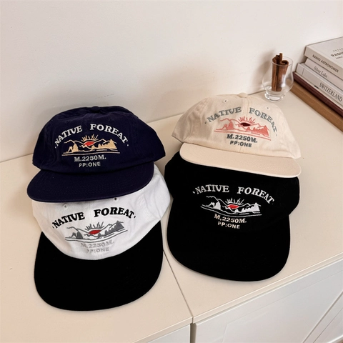 American Retro Embroidery Baseball Cap Men Women Native Forest Mountain Pattern Adjustable Streetwear Hip Hop Sun Hat