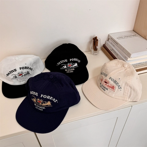 American Retro Embroidery Baseball Cap Men Women Native Forest Mountain Pattern Adjustable Streetwear Hip Hop Sun Hat