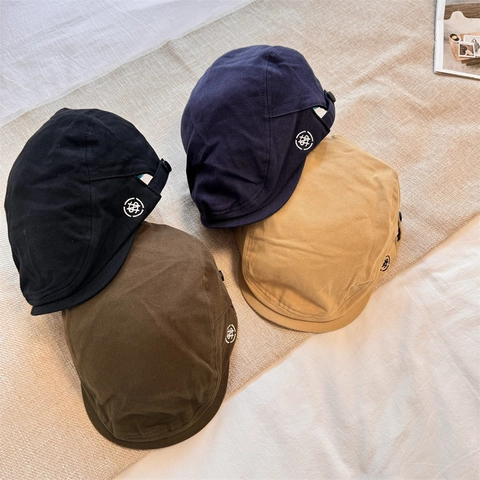 Vintage Solid Color Acrylic Beret Flat Cap For Women Adjustable Newsboy Hat Warm Casual Duckbill Cabbie Ivy Cap Fashion Accessories