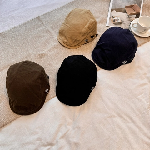 Vintage Solid Color Acrylic Beret Flat Cap For Women Adjustable Newsboy Hat Warm Casual Duckbill Cabbie Ivy Cap Fashion Accessories