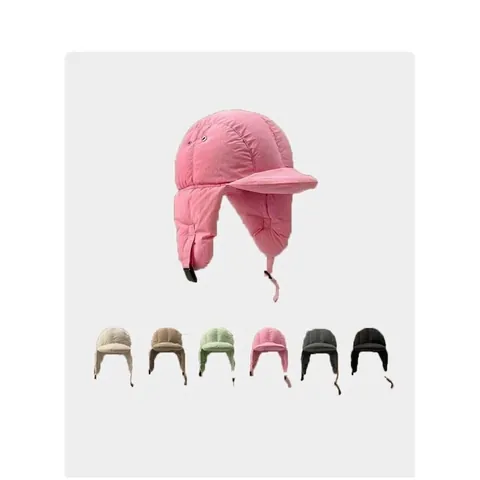 Winter Warm Trapper Hat Windproof Quilted Ear Flap Hat Solid Color Adjustable Pilot Cap For Men Women Outdoor Daily Accessory
