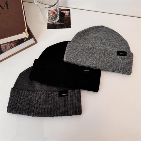 Winter Knitted Beanie And Touch Screen Gloves Set Solid Color Acrylic Warm Windproof Hat For Men Women Outdoor Casual Fashion