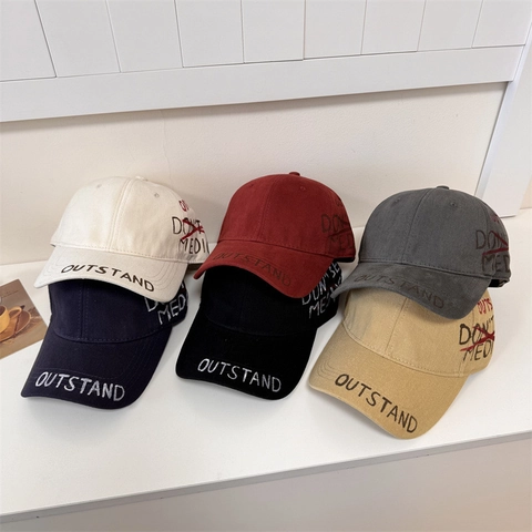 Vintage American Washed Distressed Acrylic Baseball Cap For Women Streetwear Letter Embroidery Graffiti Sun Hat