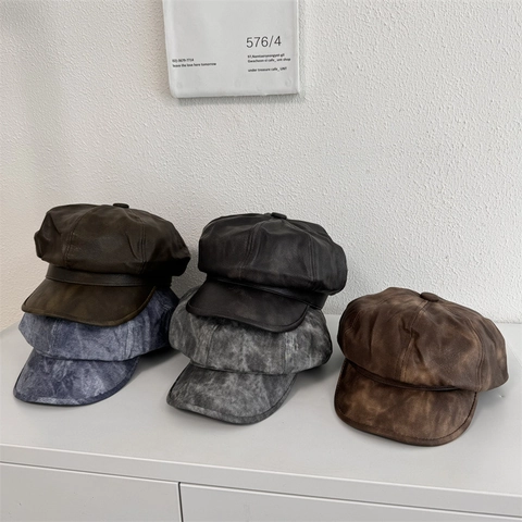 Gorra Newsboy Vintage para Mujer Sombrero Octogonal Retro Gorra de Pintor de Acrílico Con Estilo Lavado Boina Francesa