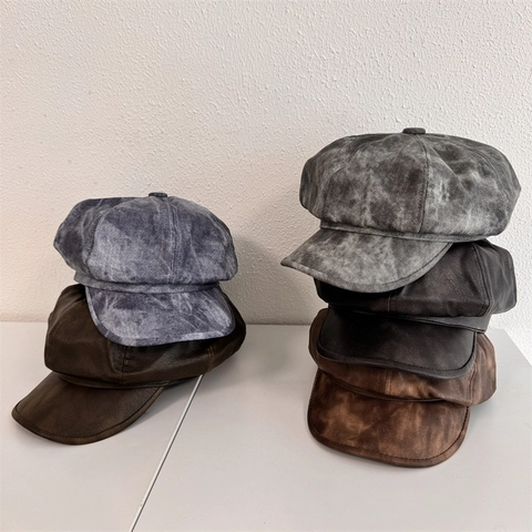 Gorra Newsboy Vintage para Mujer Sombrero Octogonal Retro Gorra de Pintor de Acrílico Con Estilo Lavado Boina Francesa