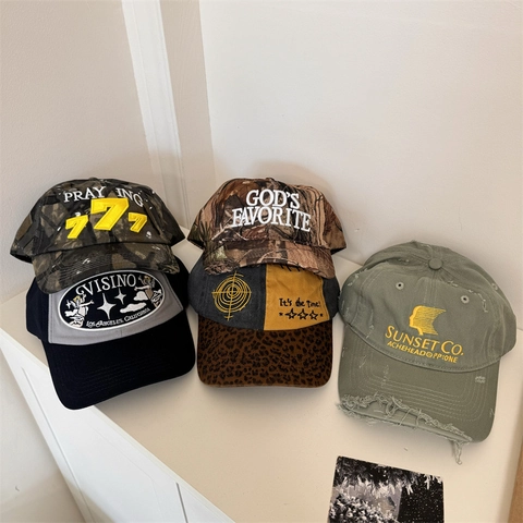 Berretto da Baseball Vintage Effetto Usurato per Uomo Donna Streetwear Lavato Ricamato Regolabile Cappello Leopardato Camo Patchwork