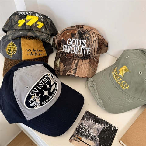 Berretto da Baseball Vintage Effetto Usurato per Uomo Donna Streetwear Lavato Ricamato Regolabile Cappello Leopardato Camo Patchwork