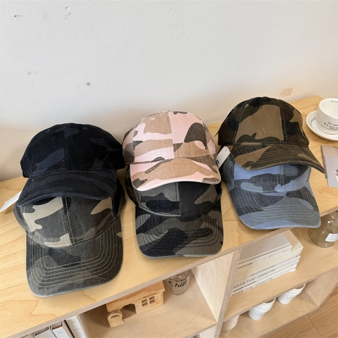 Gorra de Béisbol Unisex Camuflaje Lavado Envejecido Deportes al Aire Libre Sombrero de Sol Ajustable Transpirable de Acrílico