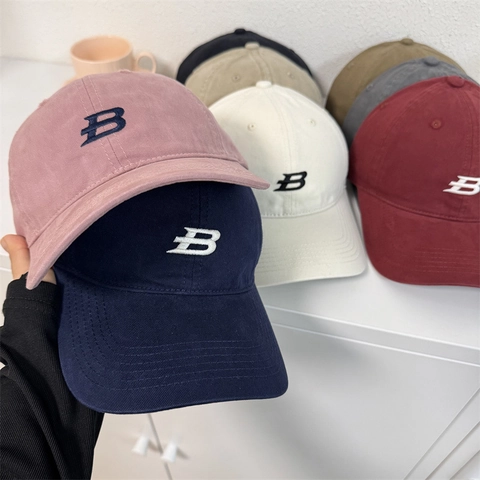 Unisex Casual Acrylic Embroidered Letter B Baseball Cap Adjustable Sun Protection Curved Brim Outdoor Fashion Hat