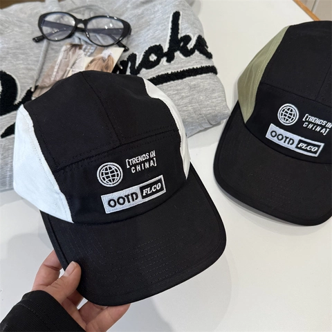 Retro 5-Panel Baseballkappe Farbblock Acryl Bestickt Verstellbar Streetwear Sonnenhut Für Damen Herren Casual Outdoor