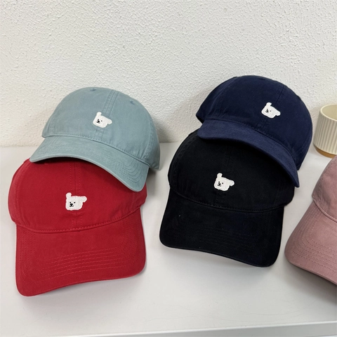 Berretto da Baseball in Acrilico con Ricamo a Forma di Cane Cartone Animato per Donna Regolabile Casual Moda Parasole per Viaggi