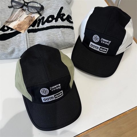 Retro 5-Panel Baseballkappe Farbblock Acryl Bestickt Verstellbar Streetwear Sonnenhut Für Damen Herren Casual Outdoor