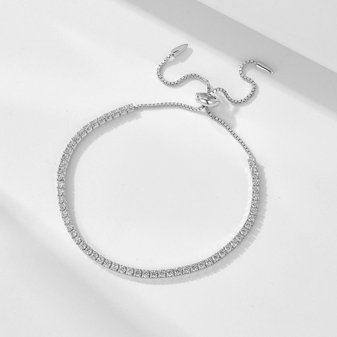 925 Sterling Zilver Verstelbare Tennis Armband Voor Vrouwen Minimalistische Strass Bolo Ketting Armband Sieraden