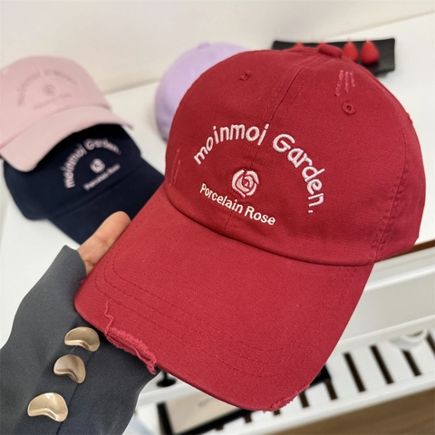 Gorra de Béisbol de Acrílico Vintage con Bordado de Rosa para Mujeres y Hombres Desgastada Ajustable Protección Solar Moda Casual