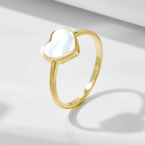 925 Sterling Silver Heart Shell Ring For Women Elegant Sweet Korean Style Mother of Pearl Inlaid Finger Ring Fashion Jewelry Gift