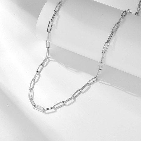 Collana a Catena a Graffetta in Argento Sterling 925 Minimalista per Donna Collana Lunga da Maglione con Strass Intarsiati Gioielli Hip Hop