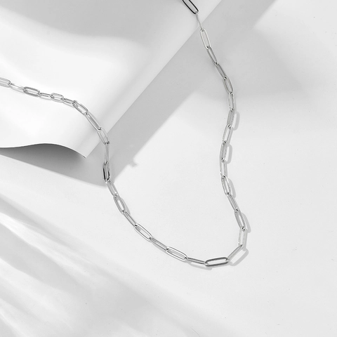 Collana a Catena a Graffetta in Argento Sterling 925 Minimalista per Donna Collana Lunga da Maglione con Strass Intarsiati Gioielli Hip Hop