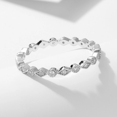 925 Sterling Silver Geometric Rhombus Ring For Women Gold Silver Plated Rhinestone Stacking Ring Minimalist Jewelry